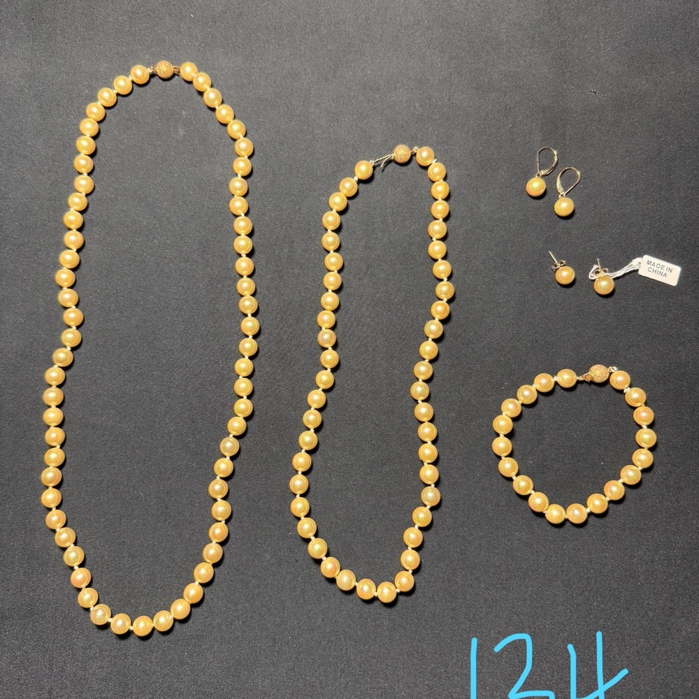 PRICE FIRM • NWOT synthetic pearl jewelry set necklaces earrings bracelet 925